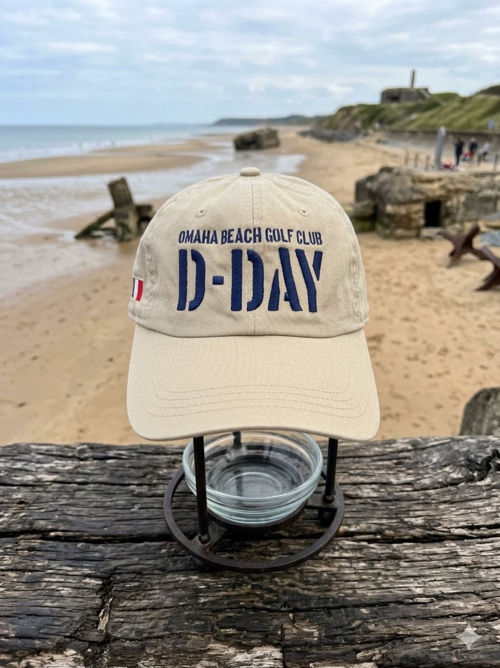 D-DAY Beige Baseball Cap with Embroidered Omaha Beach Golf Club Logo